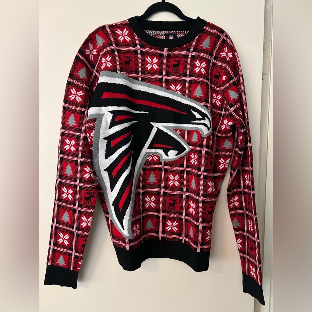 NFL Atlanta Falcons Red and Black Crewneck Sweater - Picture 2 of 5